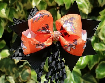 Ponytail Halloween Unicorn Hairbow - Halloween Hairbow- Unicorn Witch Bow - Halloween Hair Bow in Black