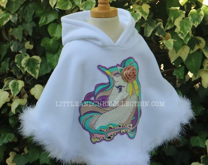 Featured listing image: READY TO SHIP - Colorful Pastels Unicorn Toddler Poncho Cape
