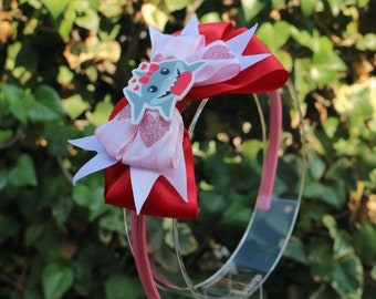 Valentines Shark Hearts Pink & Red Bow Headband - Valentines Outfit tutu