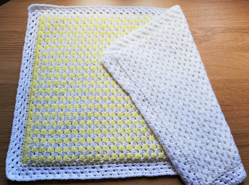 Crochet Pram 67% OFF of fixed price Blanket Portland Mall Lemon and White Boy B Silver Girl Stripe