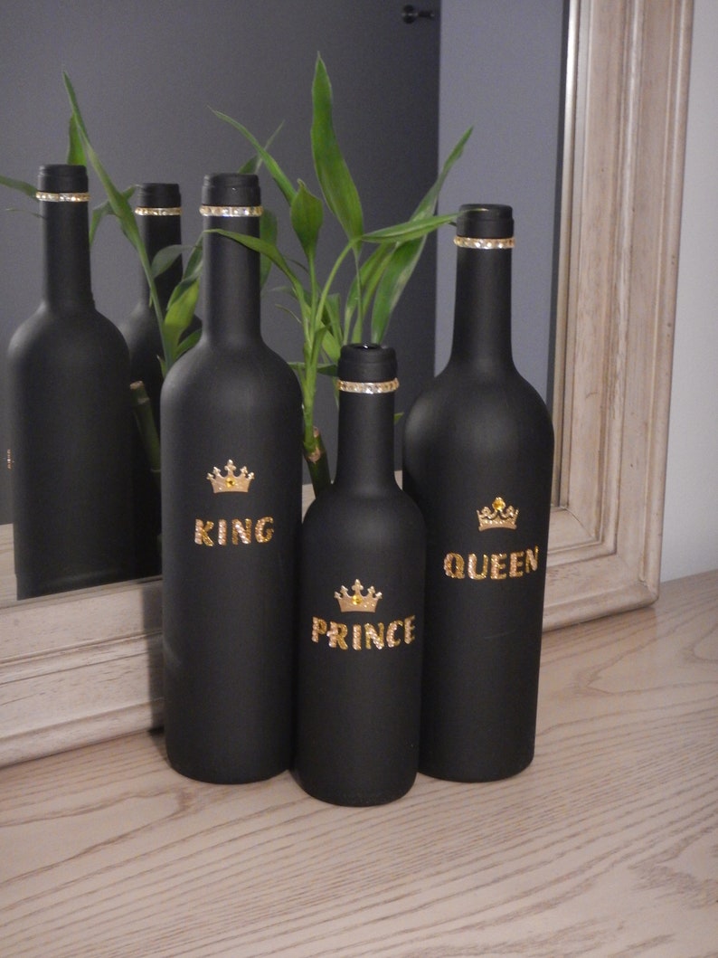 King Queen Prince Wine Bottles Etsy