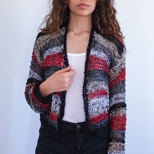 Knitted Cotton Cardigan, Light Wrap Cardigan, Knit Sweaters for Women, Cotton Shrug, Multi Color Cardigan, Summer Sweater, Boho Cardigan image 2