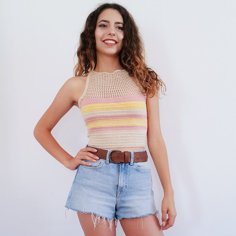 Top dos nu, top festival Hippie, débardeur dos nu, top dos nu de Boho hippie, vêtements de fête, corsages, soutien-gorge fait sur mesure en crochet image 1