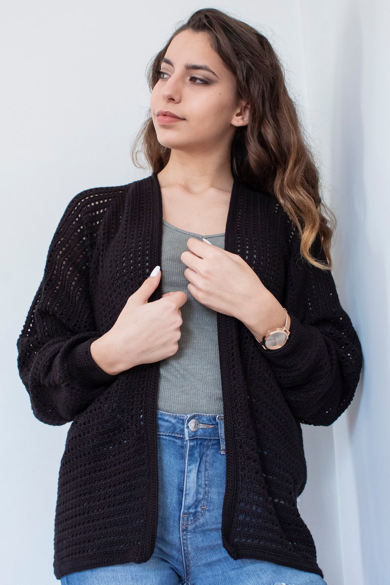 Open Front Crochet Sweater Cardigan