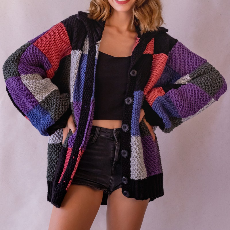 Multi Color Block Oversized Sweater