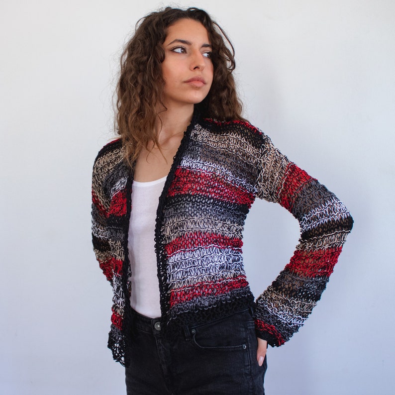 Knitted Cotton Cardigan, Light Wrap Cardigan, Knit Sweaters for Women, Cotton Shrug, Multi Color Cardigan, Summer Sweater, Boho Cardigan image 6