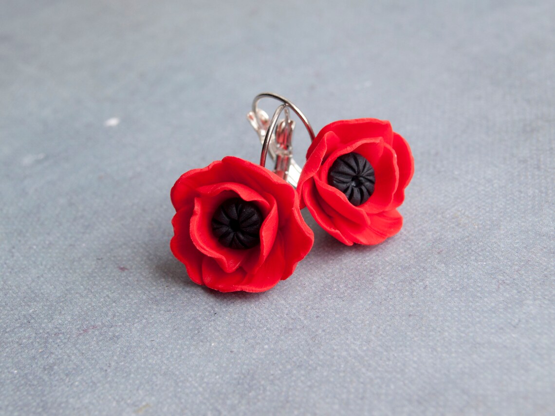 Poppy jewellery Red poppies Flowers poppies earrings flora Etsy