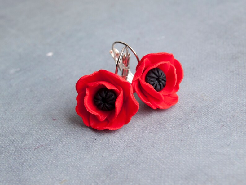 Poppy jewellery Red poppies Flowers poppies earrings flora Etsy