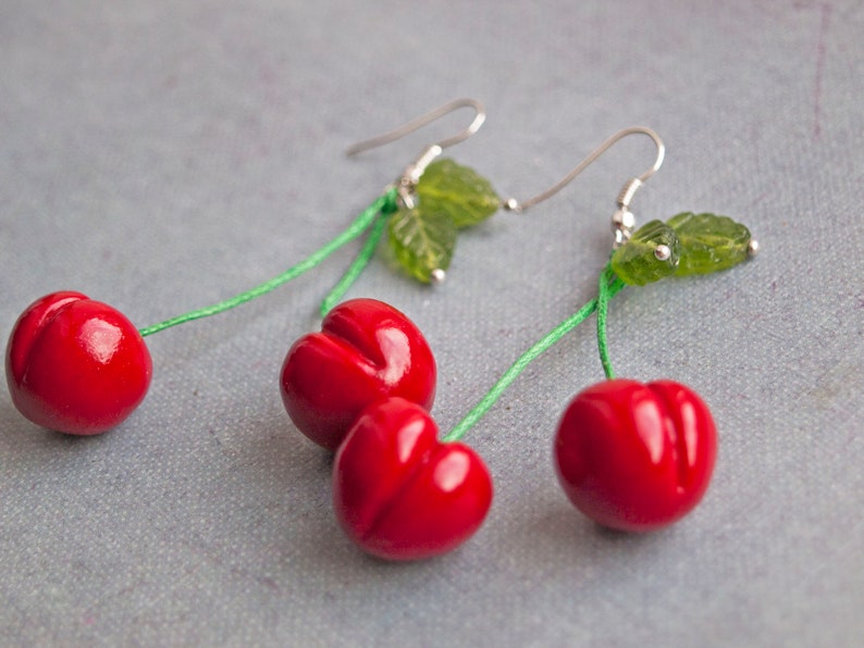 Cherry earrings Fruit earrings Earrings cherry Cherries Red | Etsy
