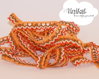 Lace band tri-colour, orange-brown