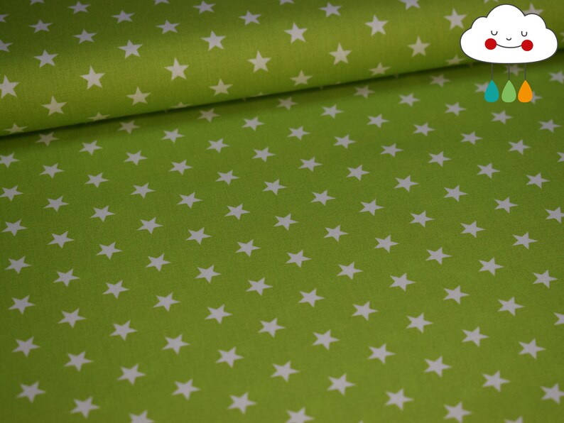 Cotton fabric, stars, starlets, green, lime image 2