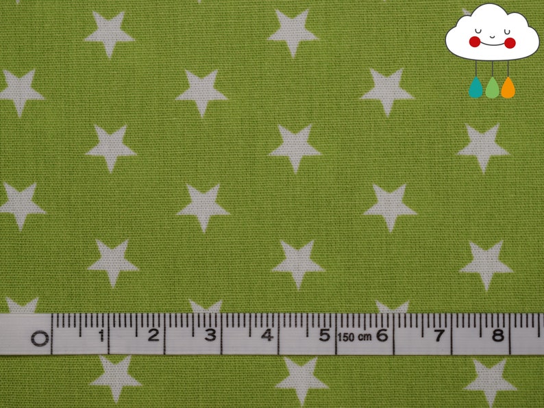 Cotton fabric, stars, starlets, green, lime image 3