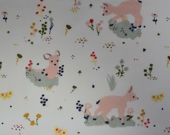 Birch, organic cotton fabric, little deer, bambi, fawn