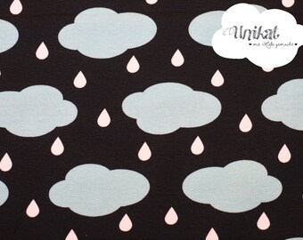 Cotton jersey Cheerful to cloudy, clouds, drops, Hilco