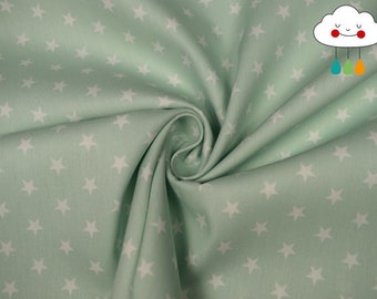 Cotton fabric, stars, asterisks, mint