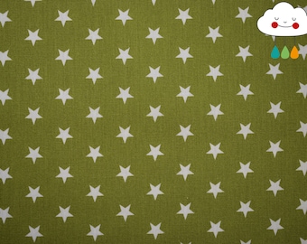 Cotton fabric, stars, asterisks, green