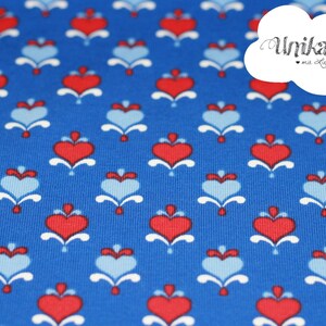 Organic cotton jersey, Baltic Love, hearts, hearts, blue, red, lillestoff image 2
