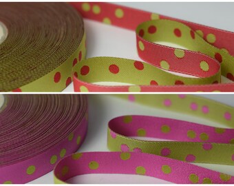 Woven ribbon, dots, narrow