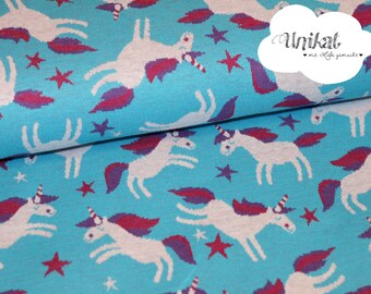 Lenis Dream, Licorne, Jersey Jacquard, Turquoise, GOTS, Albstoffe