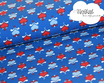 Organic cotton jersey, Baltic Love, hearts, hearts, blue, red, lillestoff