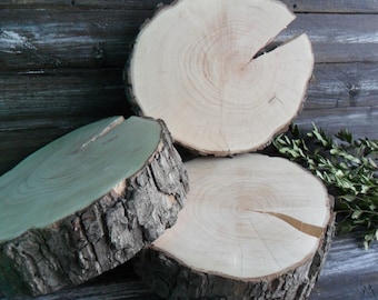 Rebanada de madera tratada: Soporte rústico para pastel de 8" o centro de mesa para bodas