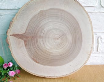 12" Wood Slice Cake Stand: Rustic Wedding, Dessert Display