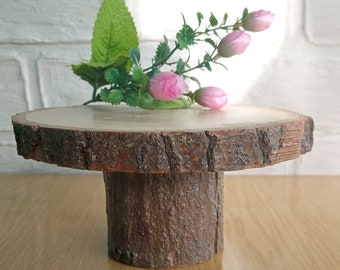 6,8'' cake stand Rustic cake stand Wood cake stand Wood slab stand Holiday cake stand Wood log cake stand Round wood stand Wood centerpiece