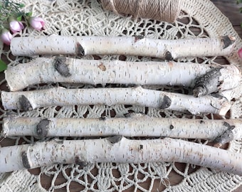 Bundle of 5 White Birch Logs 11.5" Birch branches Decor for fireplace Decorative birch wood Eco wood Natural craft wood supply Birch forest