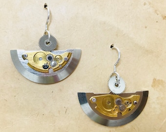Upcycled vintage watch part earrings