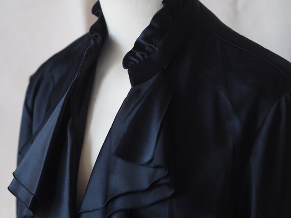 Lafayette 148 Silk Black Ruffled Blouse