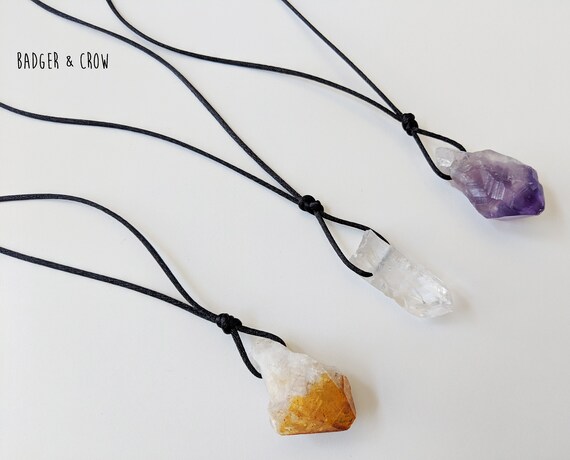 Uni Crystal Cord Necklace For Men And Women With Healing - Citrine Clear Quartz Pendant