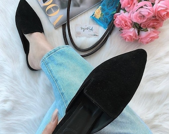 Suede leather mules, black mules, beige mules, slippers, black, beige, genuine greek leather shoes, greek leather shoes