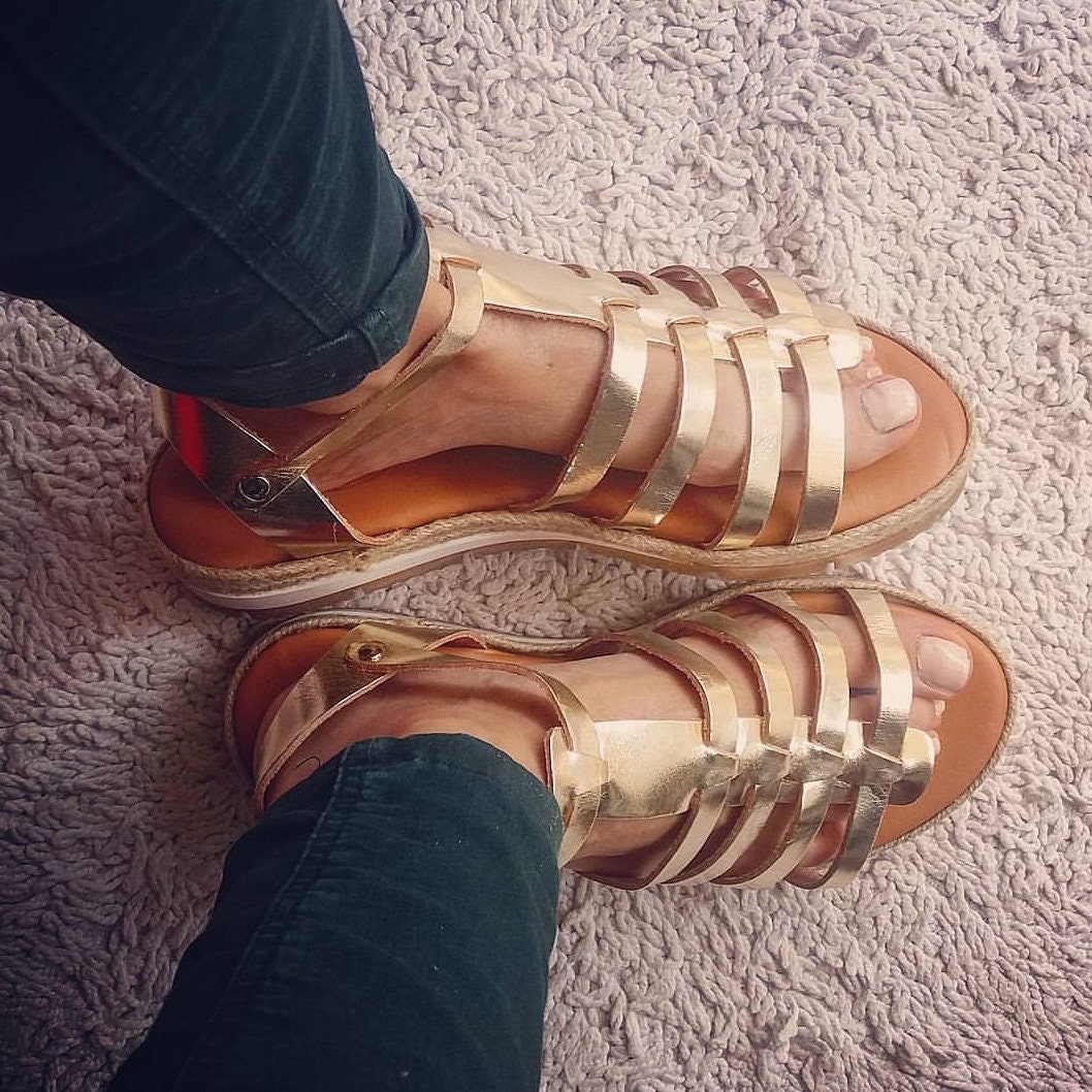 gold flat gladiator sandals