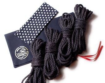 Handgefertigtes Schwarzes Shibari Juteseil Set: 7m, 4stk