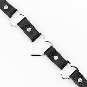 Handmade Leather Choker Necklace – Adjustable Punk Gothic Collar with Silver Heart Pendant & Spikes