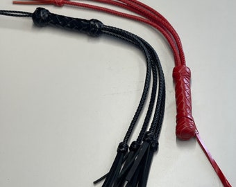 Leather Flogger with 4 Tails – Handmade Cat-o’-Nine Whip, Real Leather, 24 Inch