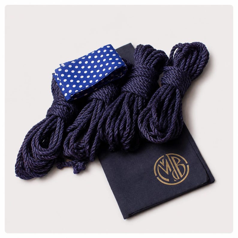 Shibari Jute Rope Kit - Set of 4pcs, 26.25ft Each, 0.24in Diameter, Handmade Bondage Deep Purple-Blue