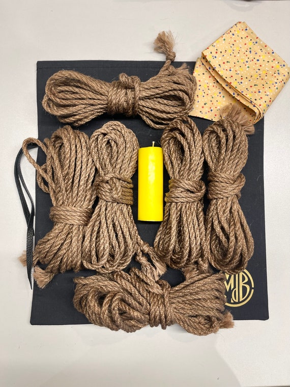White dyed jute rope, shibari, single yarn, 6mm x 8m (26.25ft)