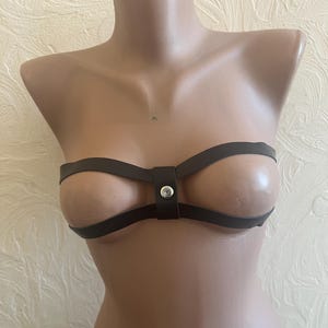 Reggiseno A Imbracatura In Pelle Ecologica Nero Per Donna - Top Corpo Bondage BDSM Lingerie Fetish