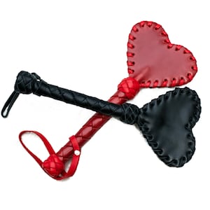 Leather Paddle – Handmade Spanking Tool, Heart Shape, 10.7 Inch