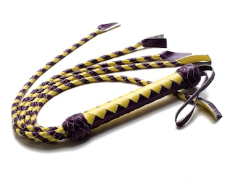 Leather Flogger Whip, Handmade Cat O Nine Style with 5 Tails, Cosplay & Halloween.