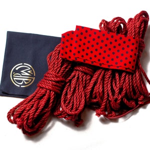 Shibari Corde Kit 4pc 26 '', 24 , 4x8m6mm, kit de bondage corde shibari, corde 8m Jute, kinbaku, corde shibari, jeu de bondage bdsm Rouge