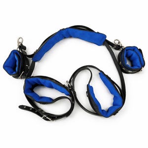 Leather Spreader with Cuffs, Handmade Adjustable Restraint Kit.