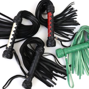 Leather Flogger, spanking Whip, 30 tails 19.7 in, Handmade discipline tools.