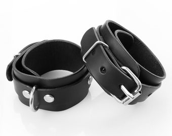 Handcrafted Leather Wrist Cuffs - Restraining Kit - Dominatrix Roleplay - Real Leather