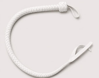 Leather Snake Whip, Flexible handle Flogger, Handmade Impact Toy.