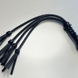 Leather Flogger, Real Leather Catonine Whip 24in, 4 Tails, Handmade Discipline Tool.