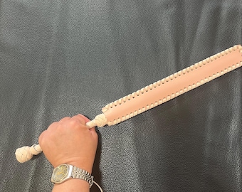 Handmade Leather Paddle, Braided Handle, Real Leather, Discipline Tool 10.7in