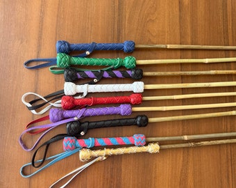 Cravaches en cuir Fessées en bambou Canne équestre en bambou gainée de cuir fait main.