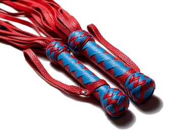 Handmade Leather Flogger Set, Spanking Tools, Unique Whip Kit